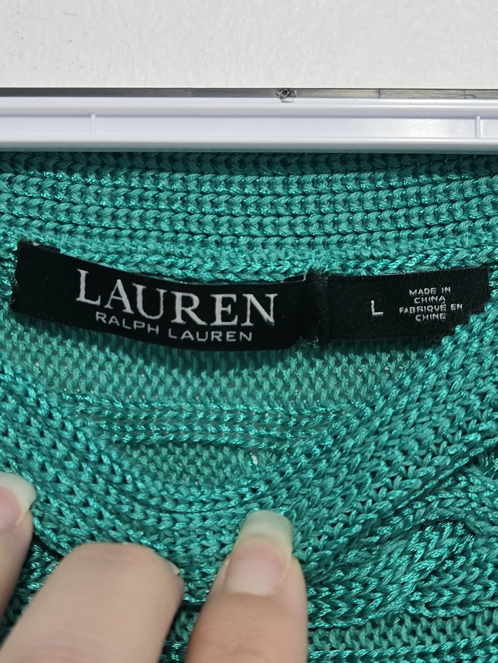 Lauren Ralph Lauren Cable Knit Dolman Sweater Top Green Size Large